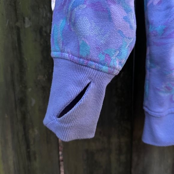 All In Motion Fleece Floral Purple Crewneck Long Sleeve Sweatshirt Size XS 4-5 - Picture 3 of 8